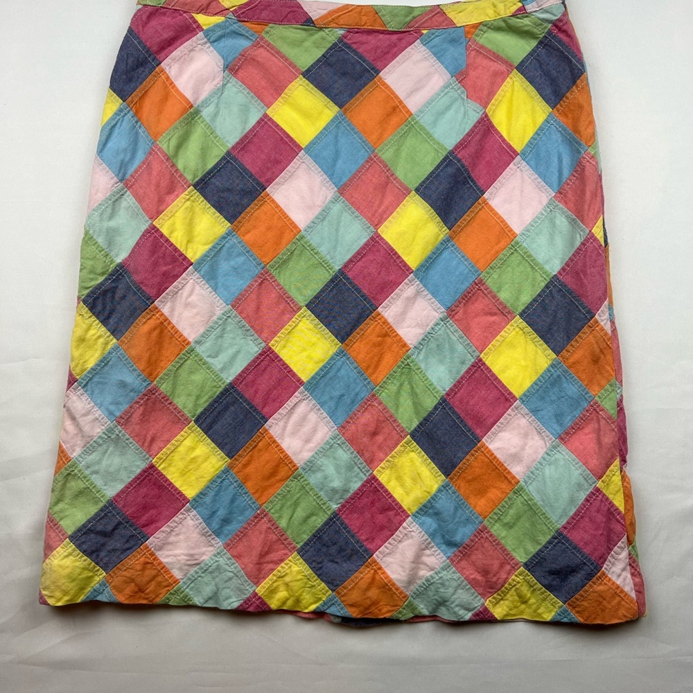 Brooks Brothers Multicolor Diamond Patchwork Cotton Skirt - Women's sz 10